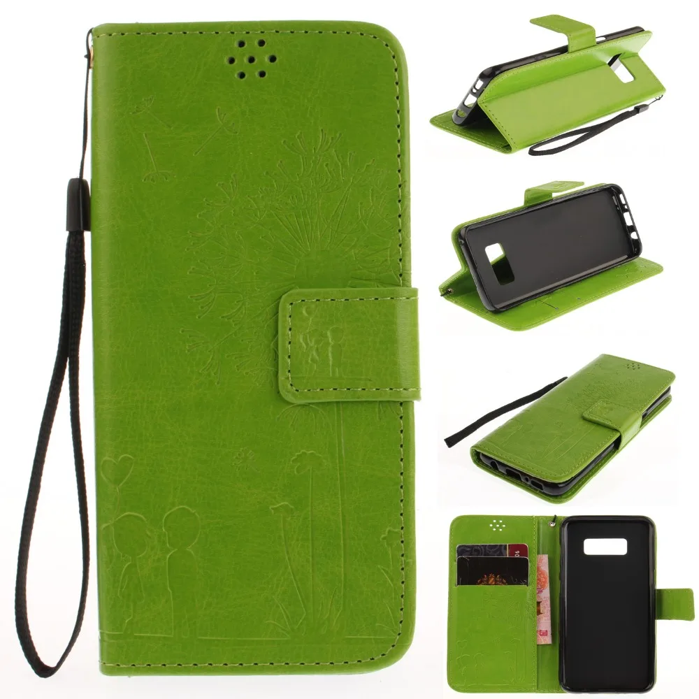 Роскошный чехол кошелек из искусственной кожи с тиснением Одуванчик для Samsung Galaxy