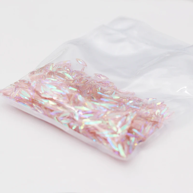 50 шт./упак. Crystal AB Блеск 3D Стразы для ногтей Navette конский глаз без горячей фиксации