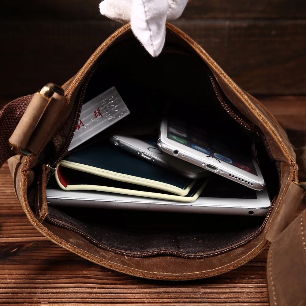 Мужская сумка через плечо в стиле ретро из натуральной воловьей кожи | Багаж и