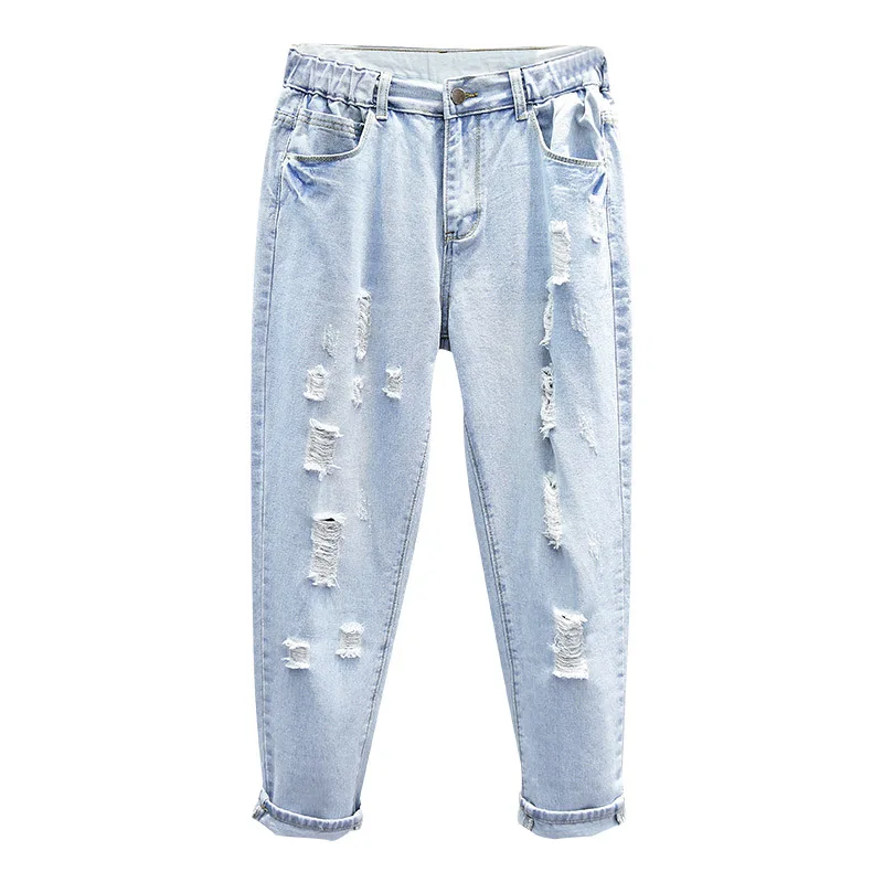 

Women Summer 2020 Mom Jeans Harem Jeans Casual Loose Denim Pants Boyfriends Jeans Femme Trousers Ripped Hole Jeans Plus Size 4XL