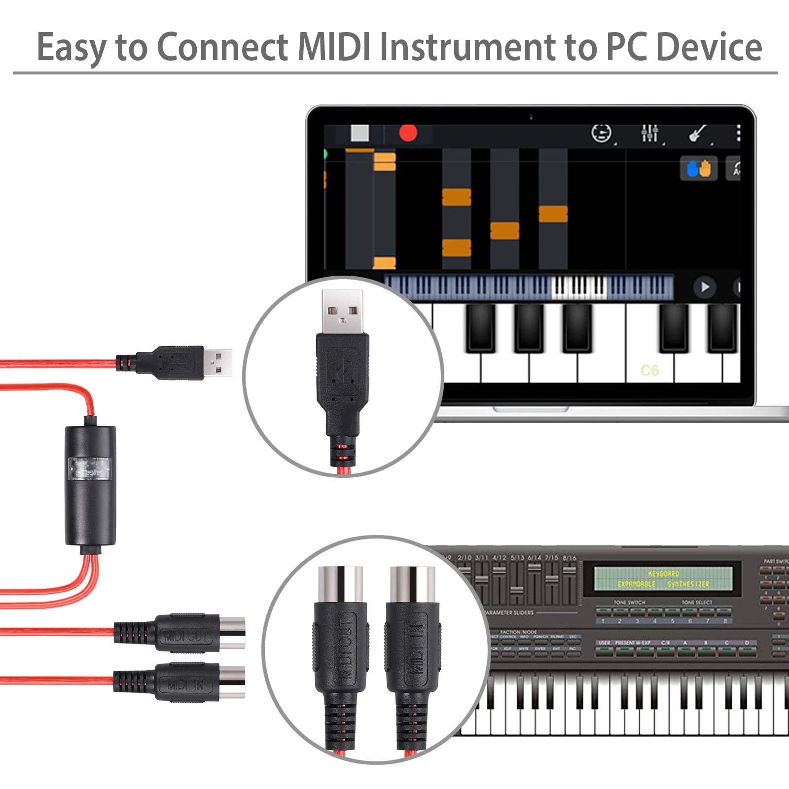 Prozor 5 контактный DIN MIDI к usb разъему кабель конвертер USB адаптер Интерфейс для Mac PC