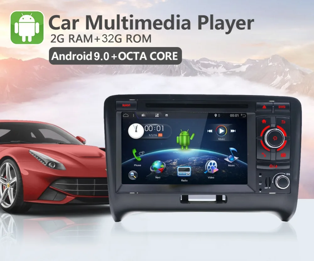 Восьмиядерный " 1024*600 2Din Android 9,0 радио gps для Audi TT MK2 8J 2006 2007 2008 2009 2010 2011 2012 автомобильный dvd-плеер gps радио