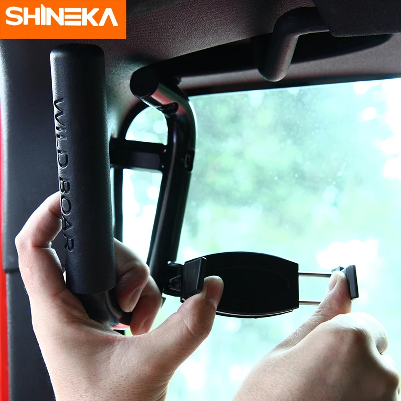 Подлокотники SHINEKA для Jeep Wrangler JK 2007- Автомобильная Передняя металлическая верхняя ручка с держателем для телефона, комплект аксессуаров для Jeep Wrangler