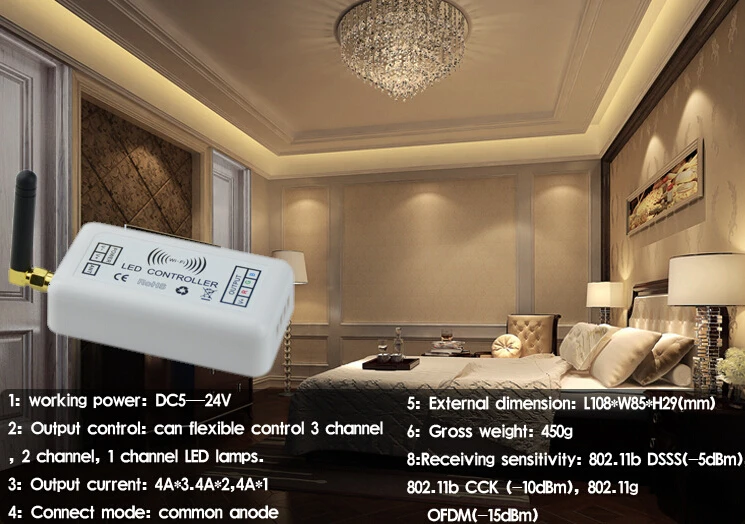 Wi-fi из светодиодов контроллер RGB DC7.5-24V музыка режим миллионы цвет управление для