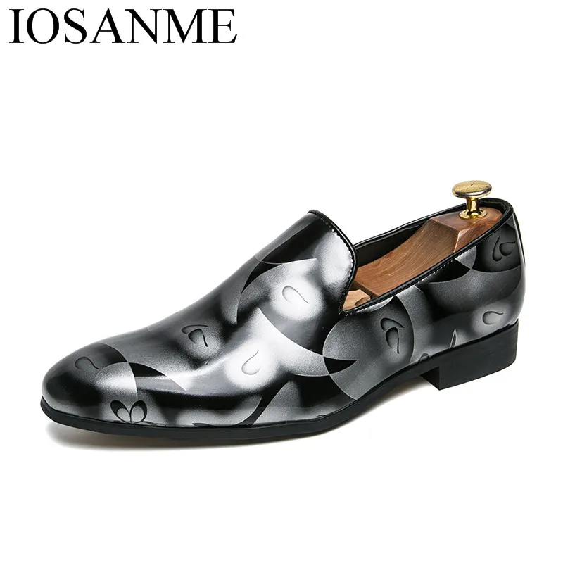 Мужские туфли из лакированной кожи с цветочным принтом|shoes brand|shoes forshoes for men |