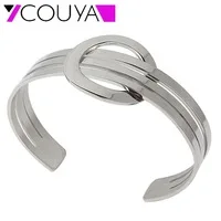 Fashion 316L Stainless Steel Cuff Bracelets and Bangles Silver Color Shiny Femininas Wide Big Bangles Hot Sale Bijoux For Women