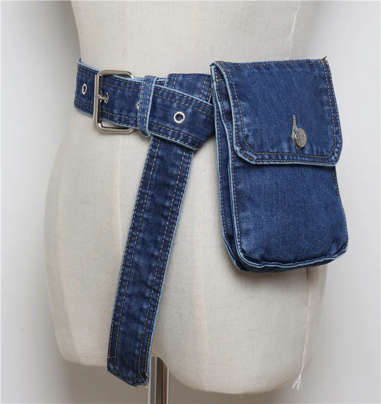 navy blue Mihaivina, поясная сумка, женская джинсовая поясная сумка, дамская сумочка на ремне, сумки для денег, холщовые поясные сумки, карман, сумка для путешествий, Bolsa - Цвет: navy blue