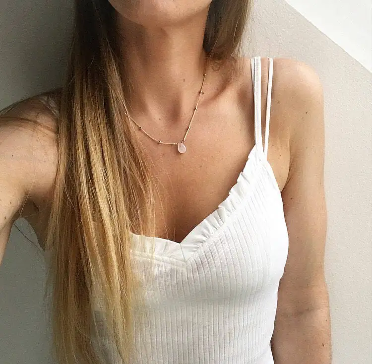 Бисерные в стиле бохо розовое серебряное ожерелье из прозрачного камня для