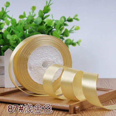 87 Light gold 6/10/15/20/25/40 мм атласная лента корсажная лента для свадьбы для рождественской вечеринки украшения ручной работы с бантом ленты для поделок карточная игра подарки Обёрточная бумага расходные материалы - Цвет: 87 Light gold