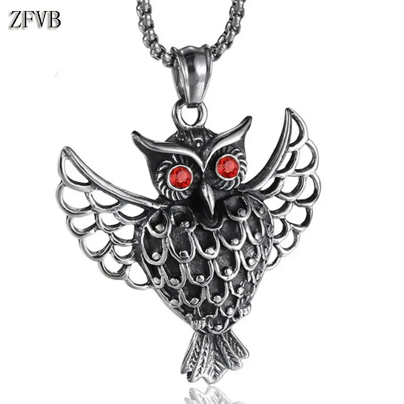 ZFVB классическое ожерелье с кулоном в виде совы мужские 316L из нержавеющей стали