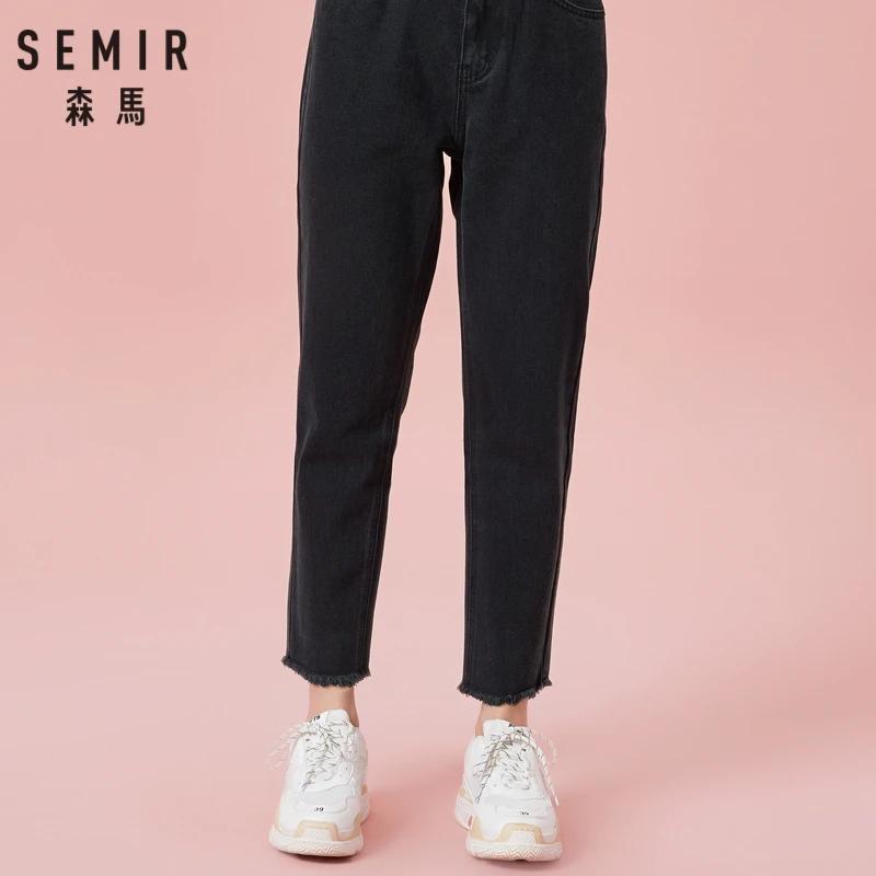 SEMIR/женские укороченные джинсы с необработанными краями по краям в ретро стиле