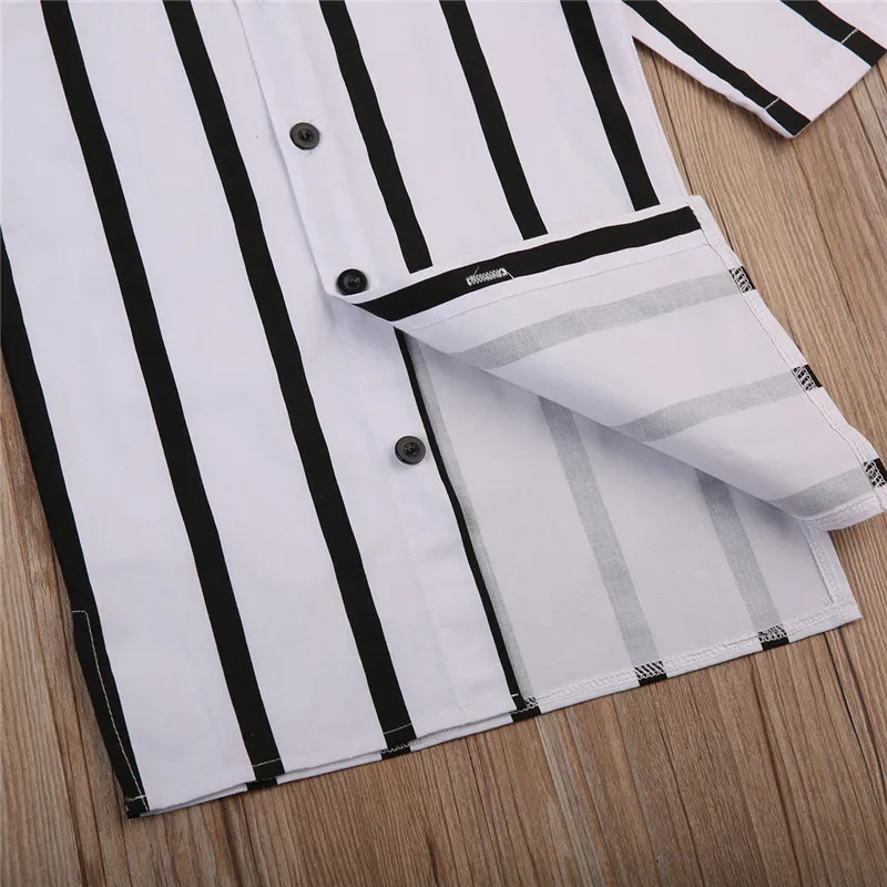 Осеннее Хлопковое платье в полоску с отложным воротником и длинным рукавом |