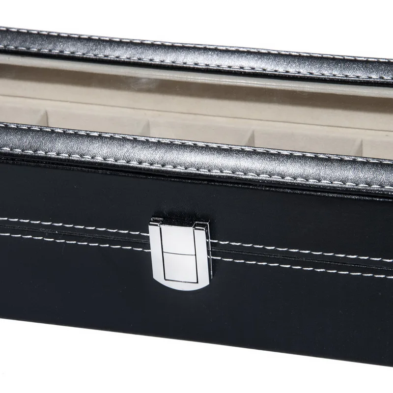 Hoomall Holder Couple 1PC Black PU Leather Case Elasticity Clamshell Watch Box Storage Boxes Christmas Birthday Gifts | Дом и сад