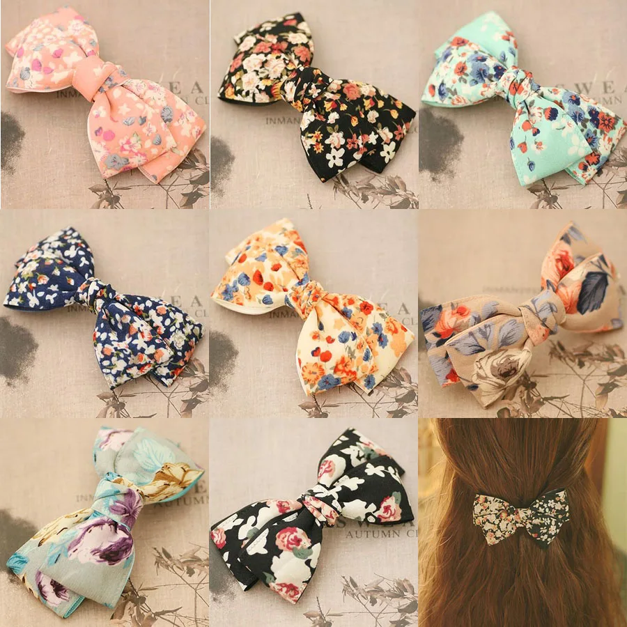 Заколки для волос с цветочным принтом девочек двухслойная Цветочная