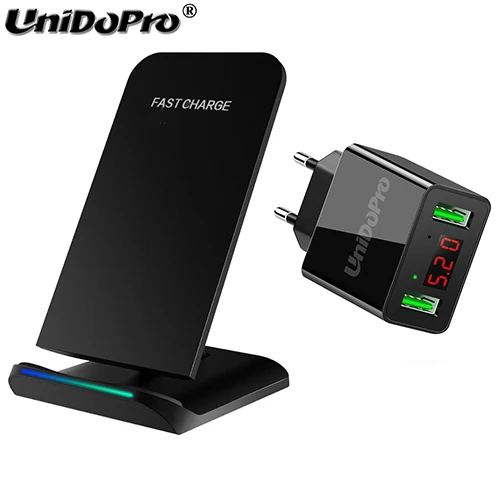 with 2USB EU Charger Qi Беспроводная зарядка для razer Phone 2 Snapdragon 845 игровая Беспроводное зарядное утройство для телефона Pad& EU Plug w/светодиодный дисплей AC настенное зарядное устройство - Тип штекера: with 2USB EU Charger