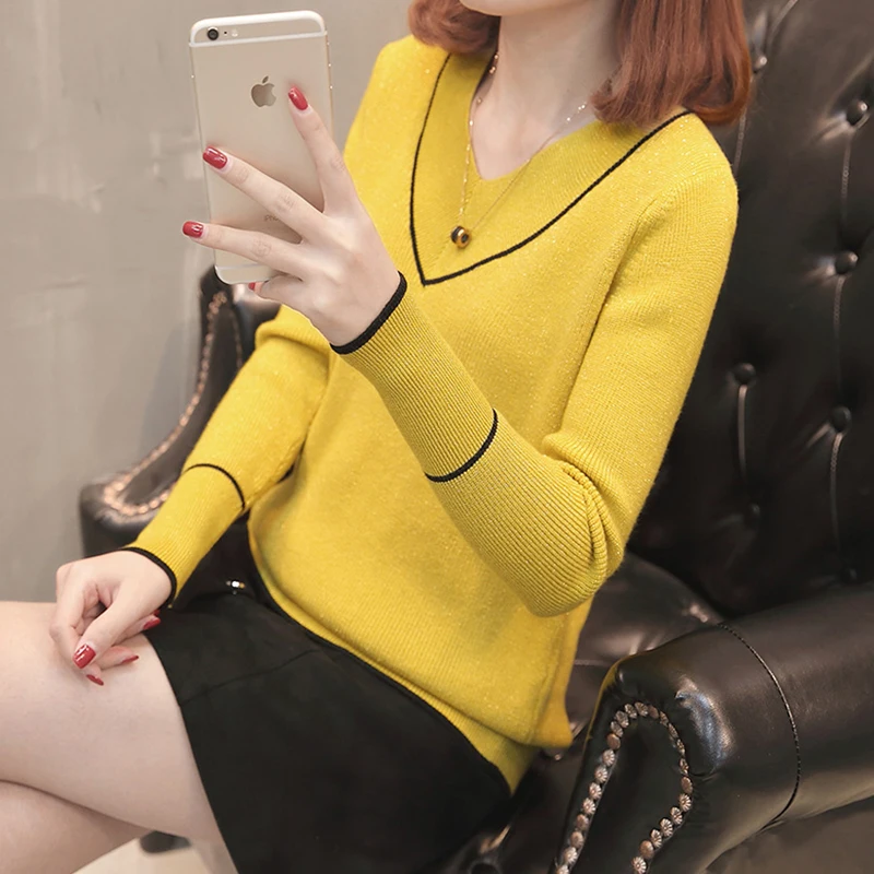 Warm Sweater Women Soft Pullovers 2019 Fashion New Autumn Winter Loose Tops V-neck Long-sleeve Knitted Coat Plus size 3X | Женская