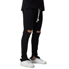 Новинка 2018, мужские эластичные рваные джинсы скинни в стиле хип-хоп с боковой молнией на щиколотке