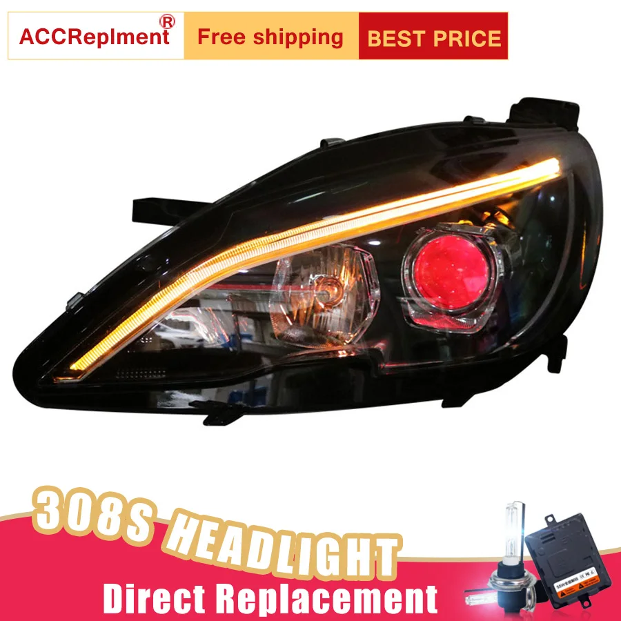 

2Pcs LED Headlights For Peugeot 308S 408 2014-2018 led car lights Angel eyes xenon HID KIT Fog lights LED Daytime Running Lights