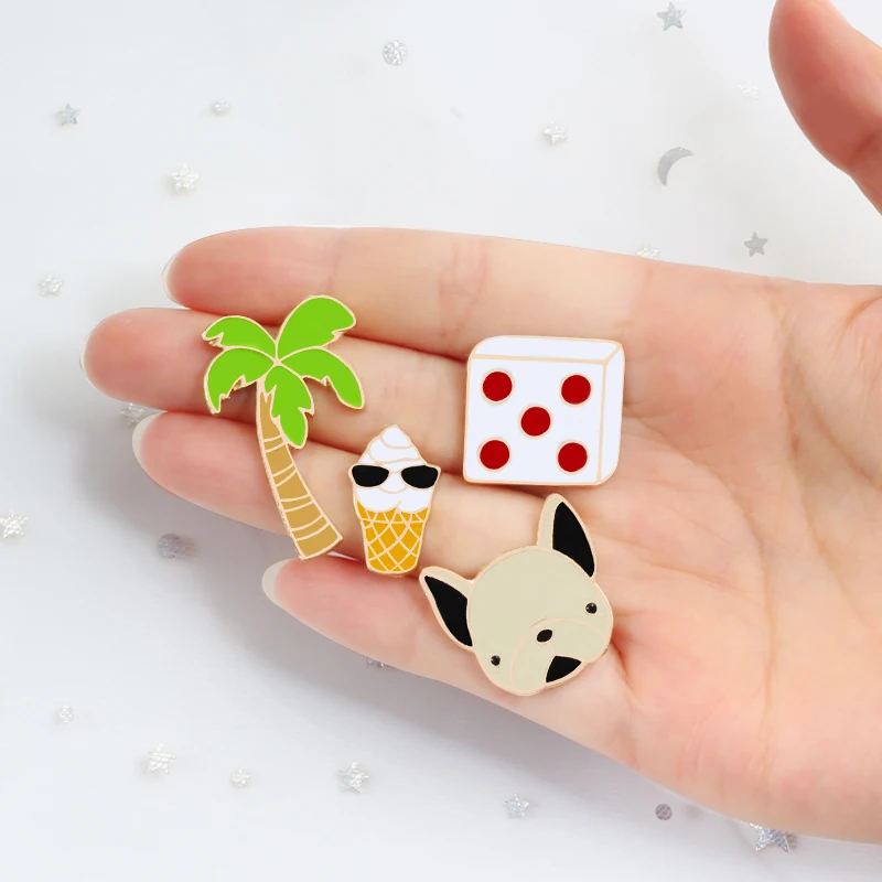 2 5 шт./компл. Мультяшные растения дерево кактус листья брошь кролик собака