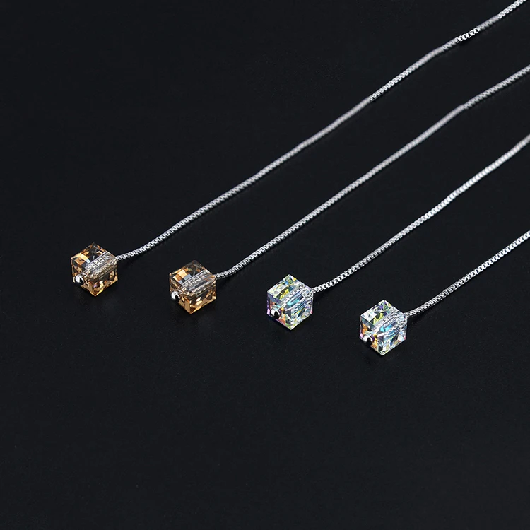MALANDA Кристалл от Swarovski Квадратные бусины Висячие серьги для женщин серебряная цепочка пирсинг модные серьги с подвесками Свадебные украшения