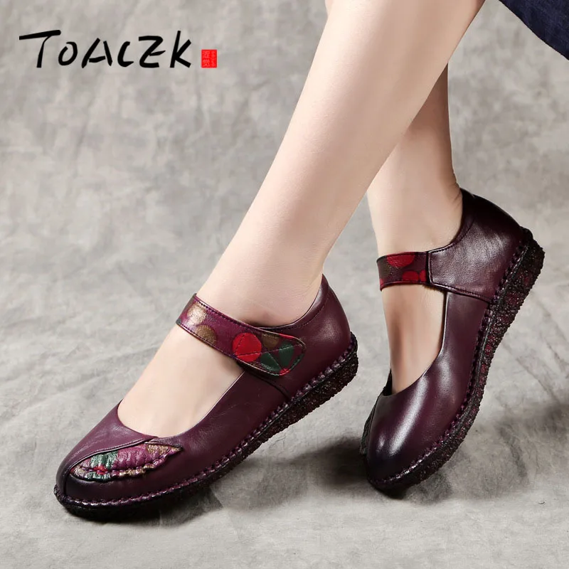 

Autumn women's leather soft bottom flat-bottom color national wind shallow mouth women's shoes