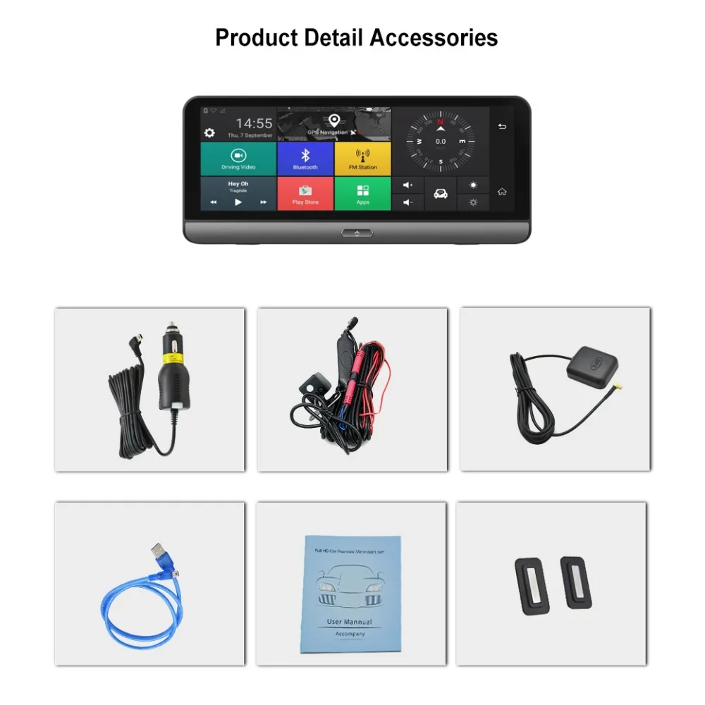 Dealcoo T8 Pro автомобильные DVRs gps 4 г 8 &quotAndroid 5 1 автомобиль камера Wi Fi 1080 P видео