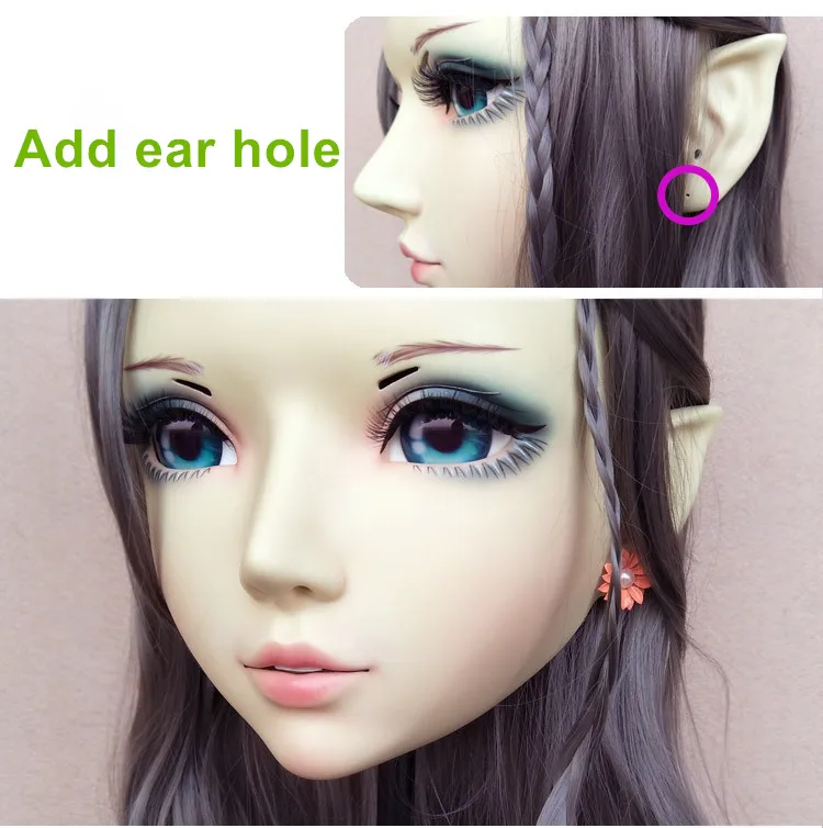 

(DM107) Resin Girl Japan Anime Kigurumi Cosplay Mask BJD Crossdressing Customize Ear Hole