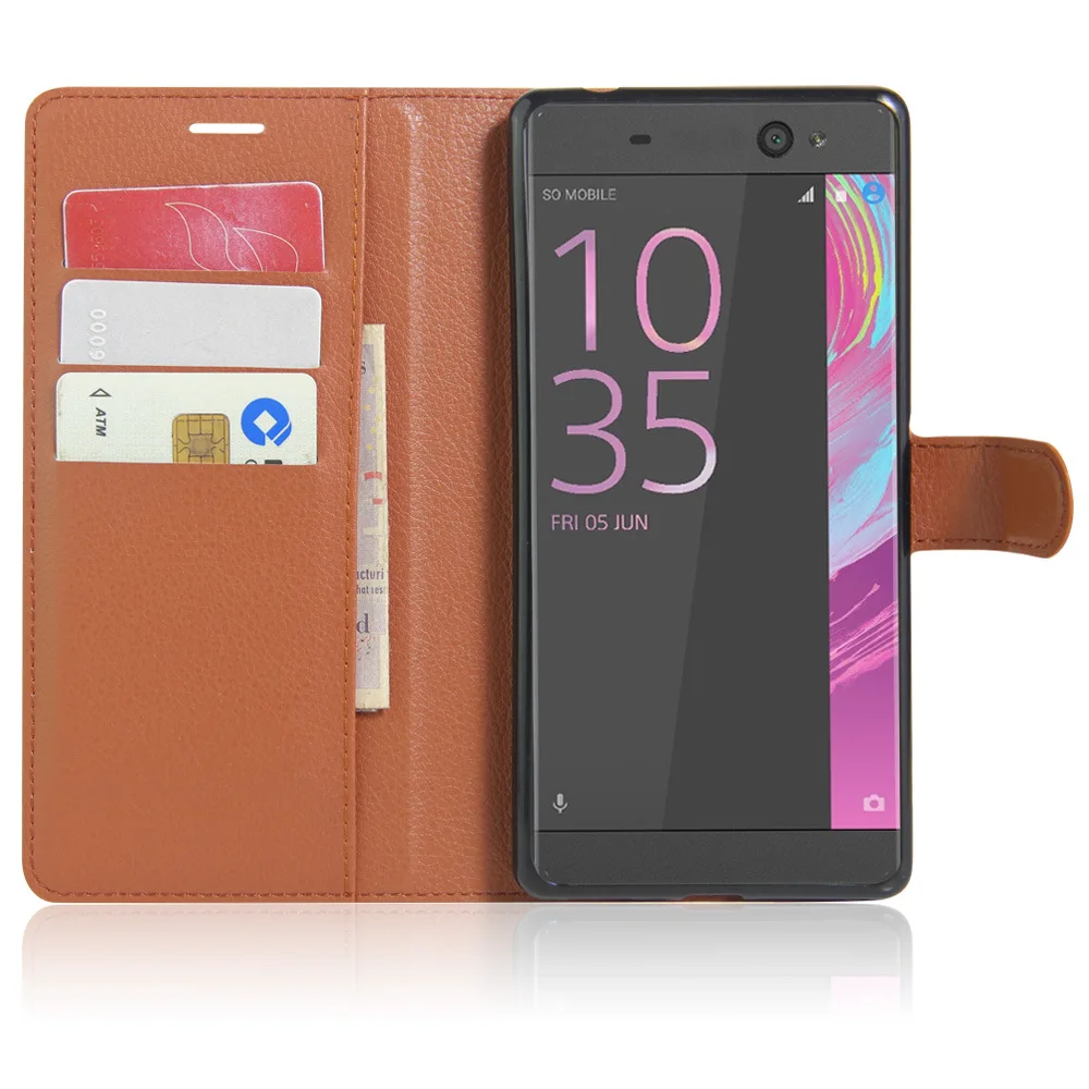 Кожаный чехол для Sony Xperia XA Ultra стильный книжка C6 кошелек с отделением карт и
