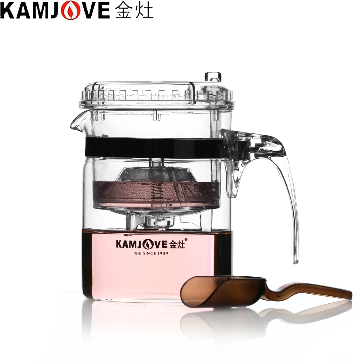 100% Genuine Kamjove TP-140 Art Tea Cup Teapot 300ml Glass tea Kettle strainer Elegant cup AUTO-OPEN set infuser de cha | Дом и сад
