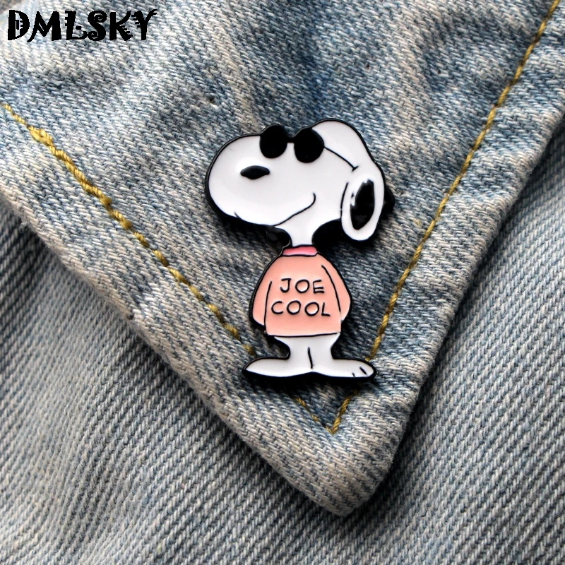 DMLSKY мультяшная собака забавные металлические эмалированные булавки для женщин и мужчин значок для рюкзака булавки для галстука Ювелирные изделия подарок модная брошь M3233