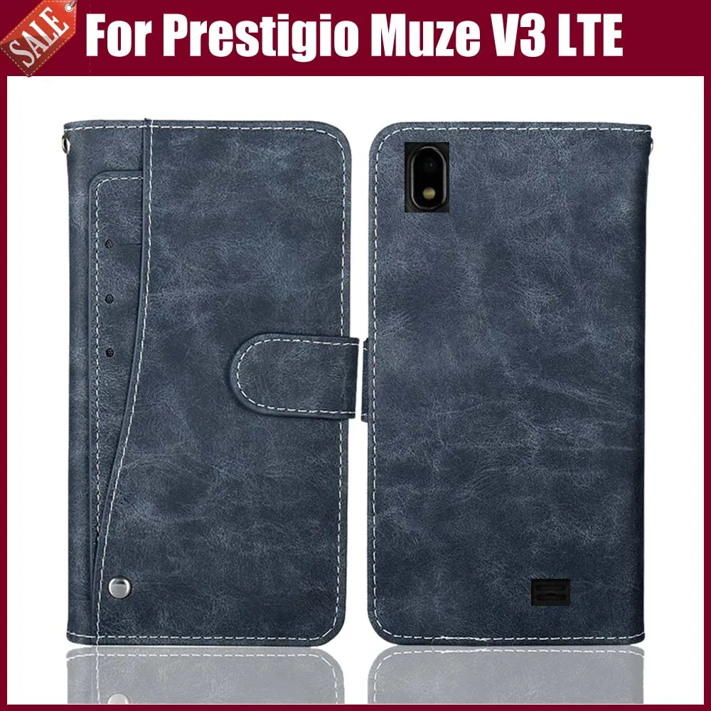 Новый дизайн! Роскошный чехол Prestigio Muze V3 LTE винтажный кожаный с откидной крышкой