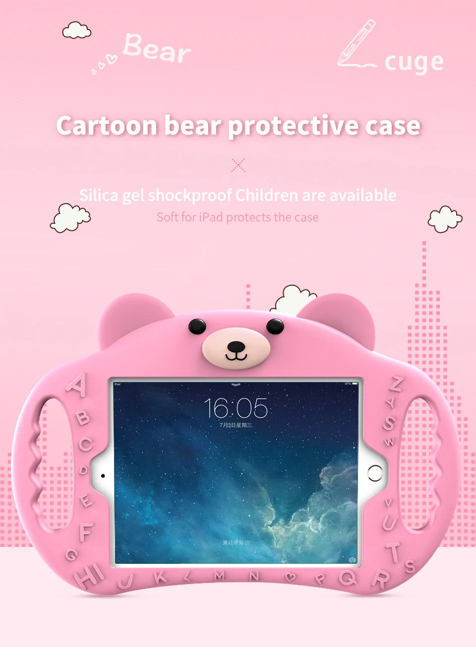 PZOZ для ipad 2, 3, 4 Air 1/Air 2/Pro 9,7 мини, на возраст 1, 2, 3, 4, Силиконовый противоударный чехол из мягкого нетоксичного детей для ipad держатель чехол