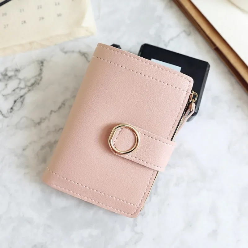 Light pink Женские кошельки, Маленький модный брендовый кожаный кошелек для женщин, женская сумка для карт, клатч, Женский кошелек, кошелек с зажимом для денег - Цвет: Light pink