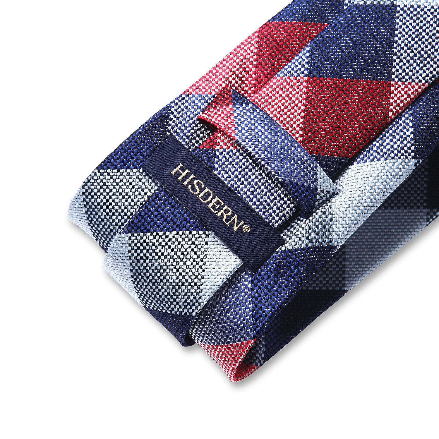 Тканый мужской галстук серый темно-синий клетчатый Набор платков и галстуков #