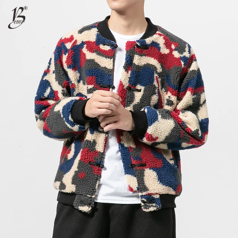 Bumpybeast Мужская Зимняя шерстяная камуфляжная куртка 2018 мужские хлопковые хип-хоп