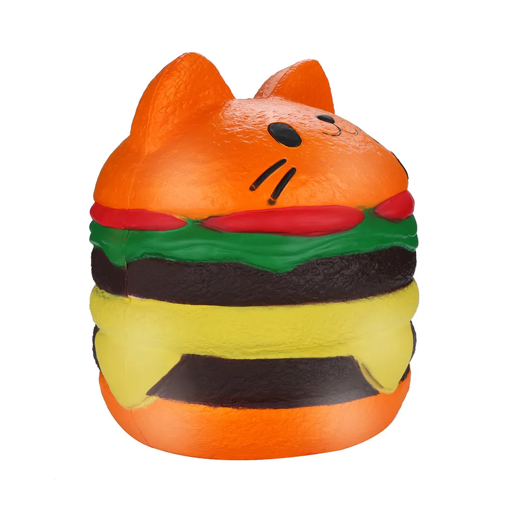 Сжимаемые игрушки Kawaii Jumbo Hamburger Cat Spuer медленно растущий крем ароматизированные
