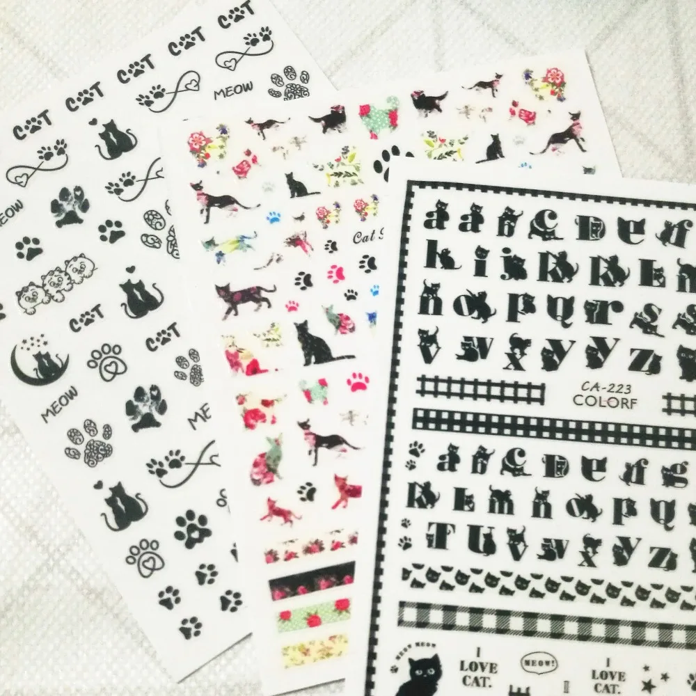 

Newest CA-269 Love Cat pattern 3d nail sticker template nail decals Japan style DIY art decoration tools
