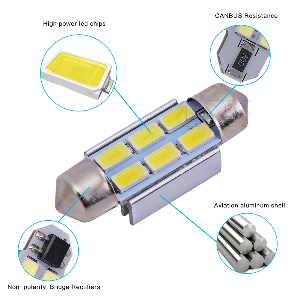 СВЕТОДИОДНАЯ Гирлянда smd CANBUS 4 шт./лот 31 мм 36 39 42 C5W без ошибок светодиодная