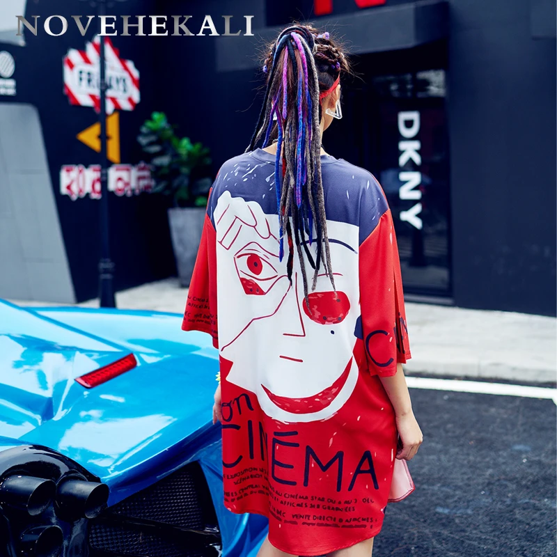 Женская футболка с принтом граффити свободная длинная в молодежном стиле