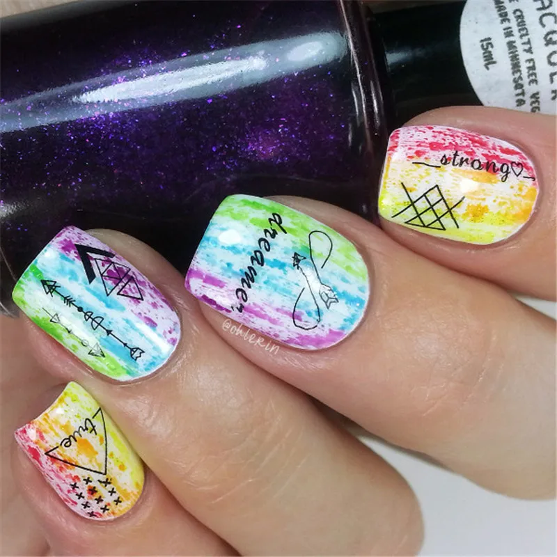 1 лист геометрических водяные наклейки для ногтей переводные водные горки|nail art