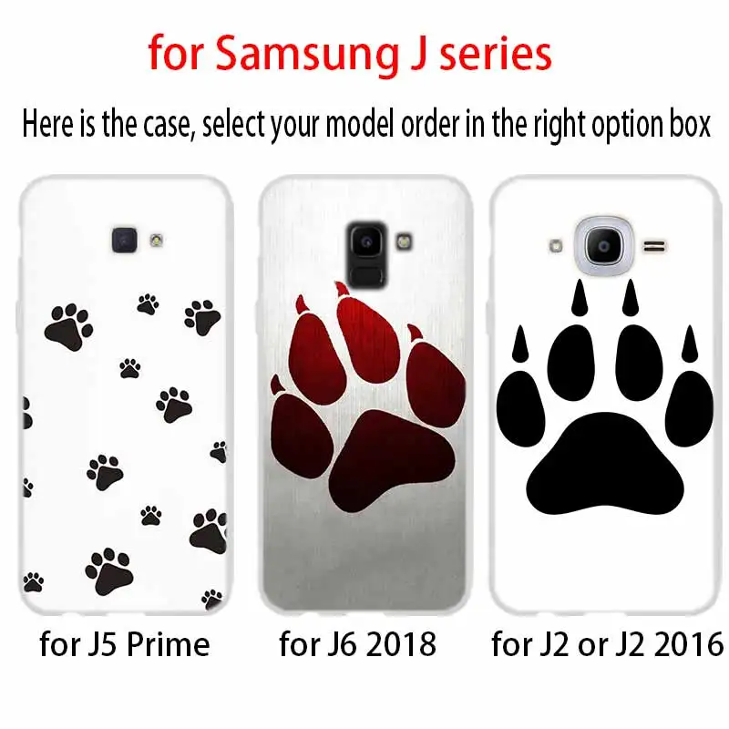 Собака след Paw Хаски для чехол телефона Samsung Galaxy j6 J8 J7 J5 J3 J4 плюс 2018 2017 2016 J610 Prime