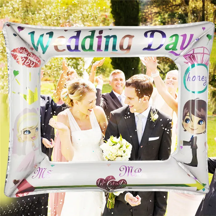 wedding photo props Wedding Bridal Shower Foil Balloon Team Bride Photo Props Mr and Mrs For Party Favors,Wedding Decoration - Цвет: wedding photo props