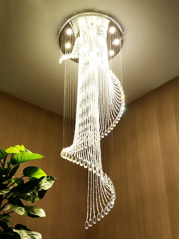 

Nordic Style LED Pendant Lights Modern Crystal Lampara Creative Stairs Hanging Lamp Fashion Dining Lampen Lighting Fixtures