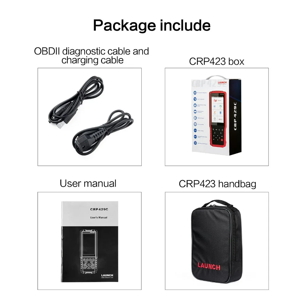 Запуск X431 CRP423 OBD2 считыватель кодов Сканер Поддержка двигателя/ABS/подушки