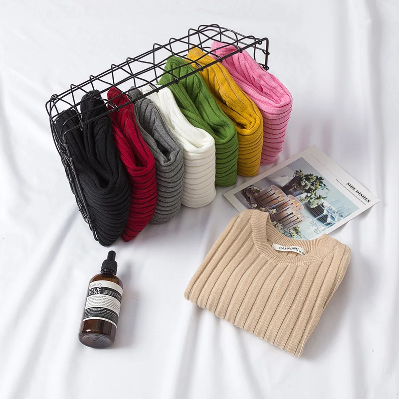 2019 Новые свитера для девочек Однотонные ярких цветов мальчиков осенний вязаный