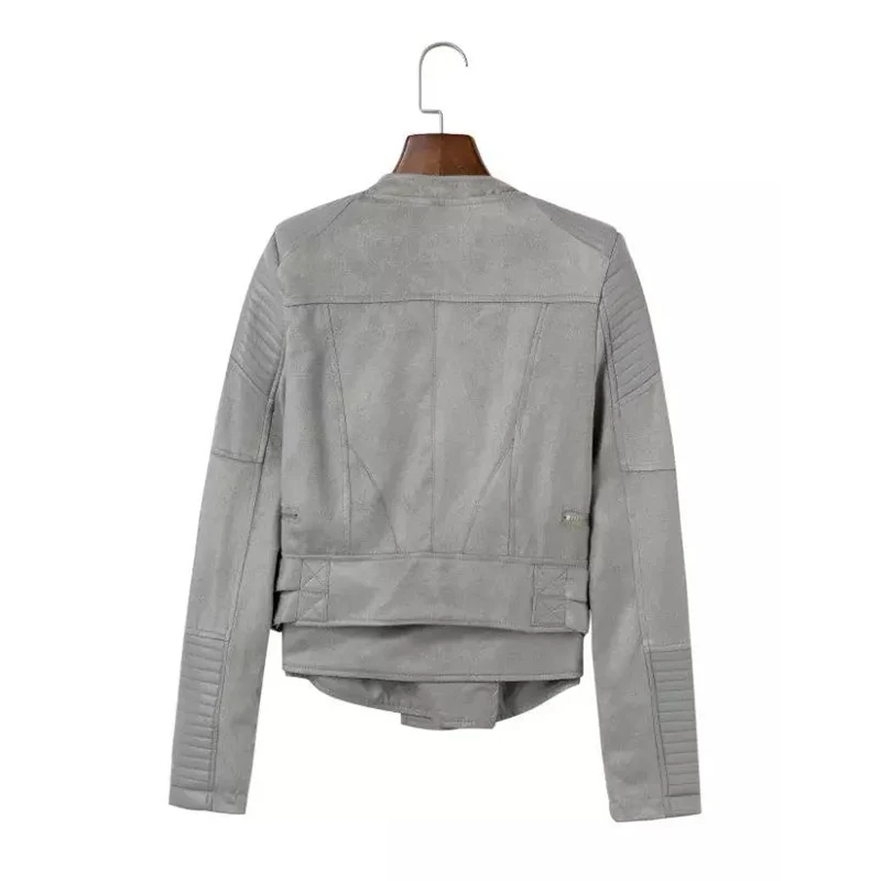 2017 из искусственной замши кожаная куртка пальто Для женщин короткие молнии