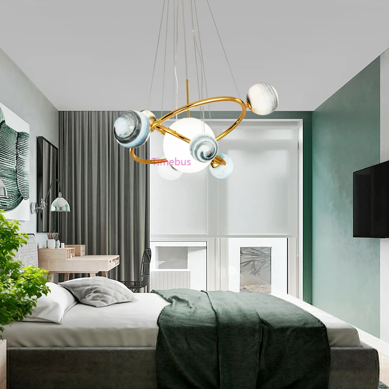 Творческий планета люстра Nordic Light Костюмы магазин кафе декоративные лампы Гостиная Спальня бар Фэнтези Детская комната освещения