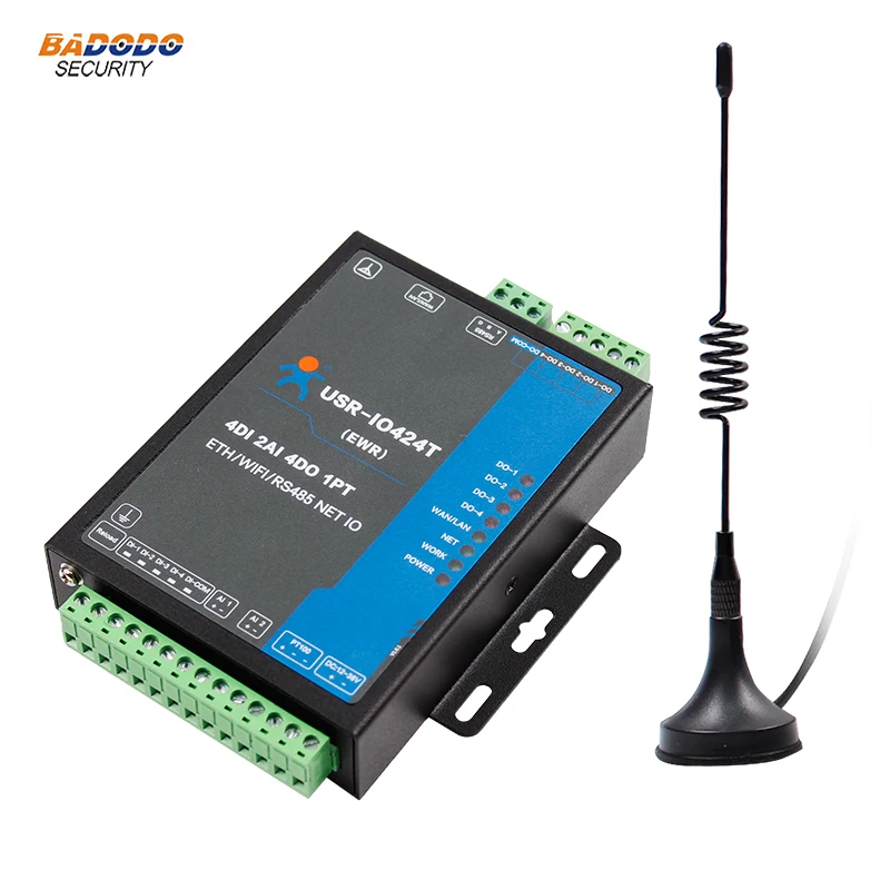 4way сети IO контроллер GPRS GSM Температура обнаружения Modbus USR-IO424T-GR USR-IO424T-EWR TCP/RTU поддерживает 4 DI/4 DO/2AI/1PT