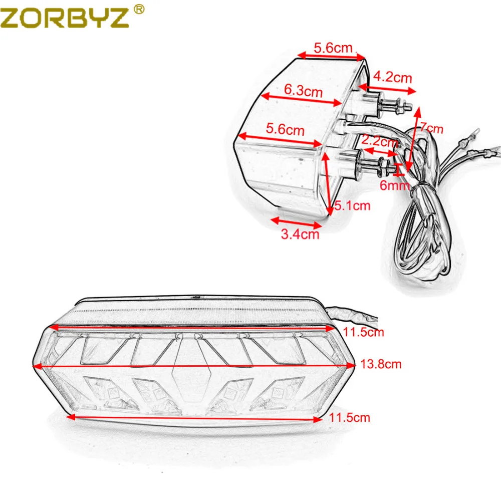 ZORBYZ мотоциклетный дымчатый светодиодный задний стоп сигнальный светильник для