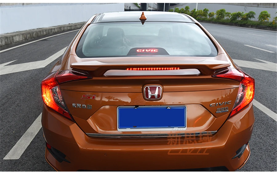 

Spoilers For Honda Civic 2016 2017 2018 2019 High Quality Rear Wing Strip LED Lamps Spoiler Trunk Lid Diffuser